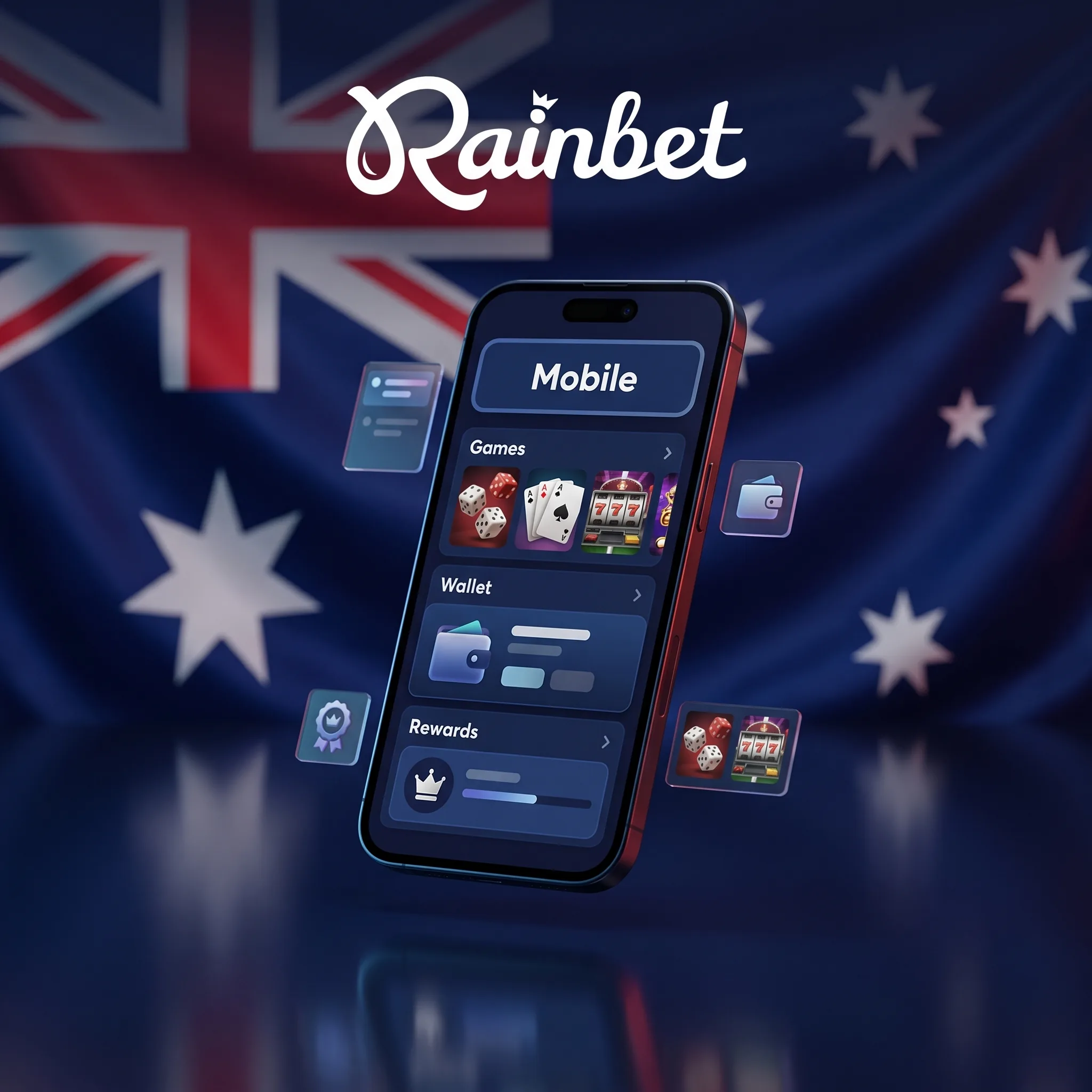 Rainbet mobile casino interface on a smartphone
