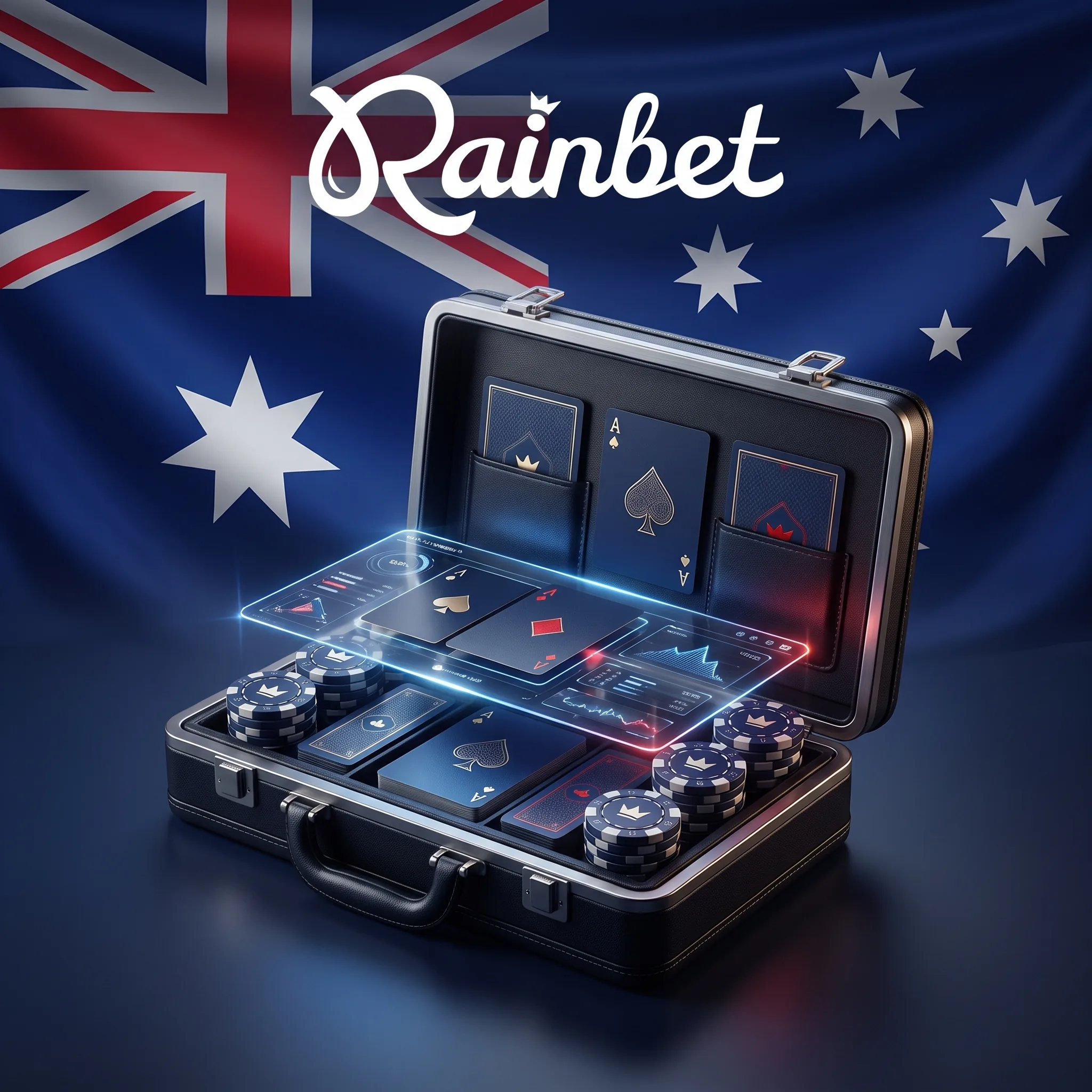 Rainbet premium casino case with cards and chips
